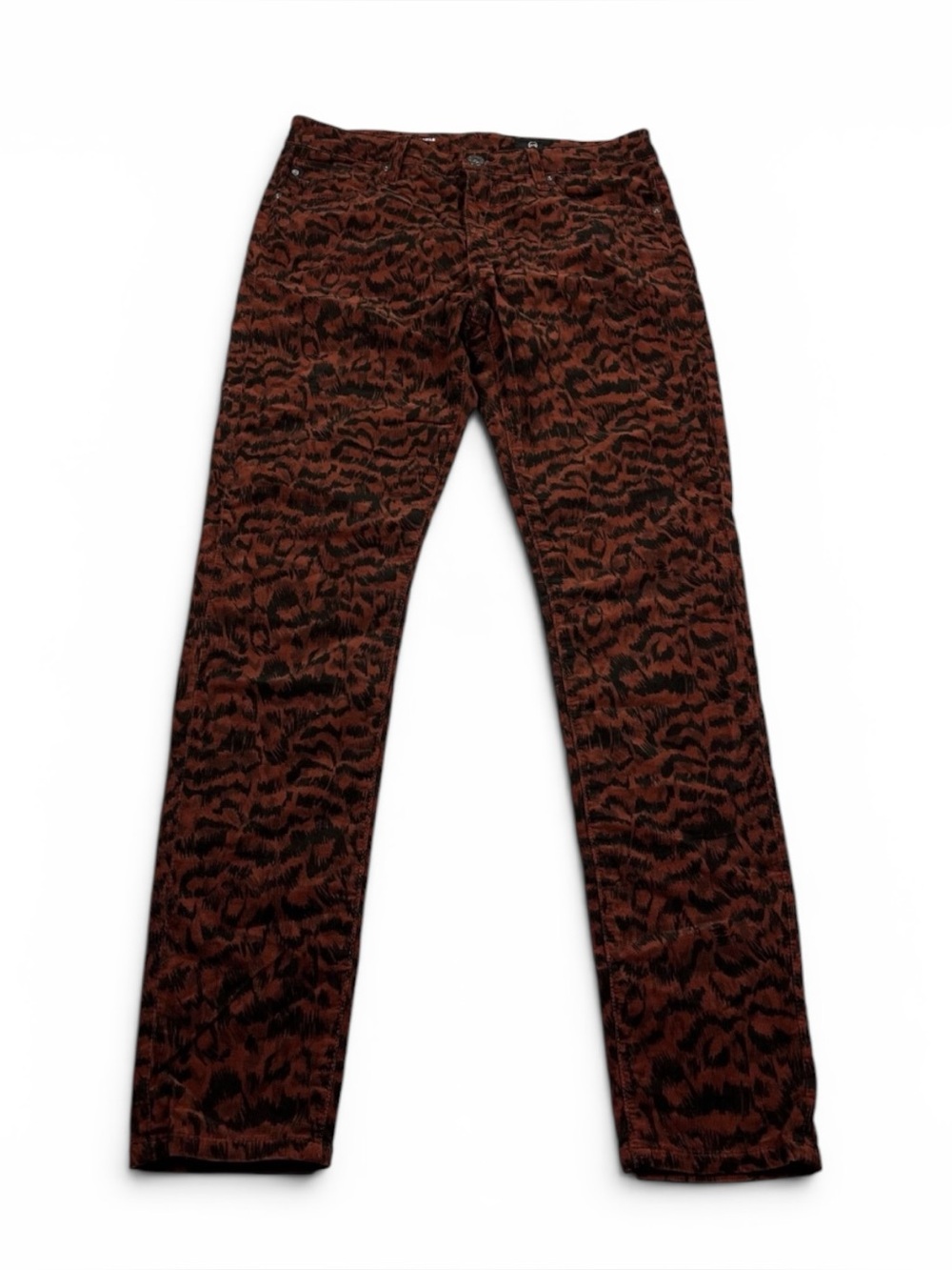 AG Adriano Goldschmied Farrah Skinny Jeans Leopard Print Edgy Comfort Velour 28